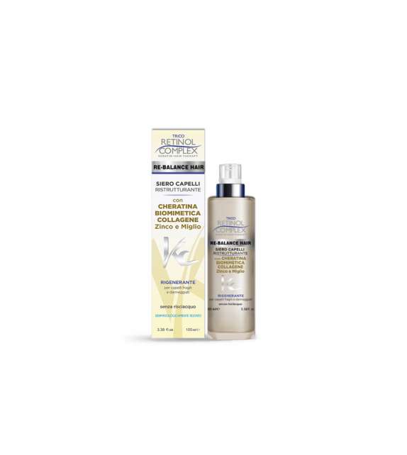RETINOL SIERO RISTRUTTURANTE CON CHERATINA BIOMIMETICA E COLLAGENE 100 M