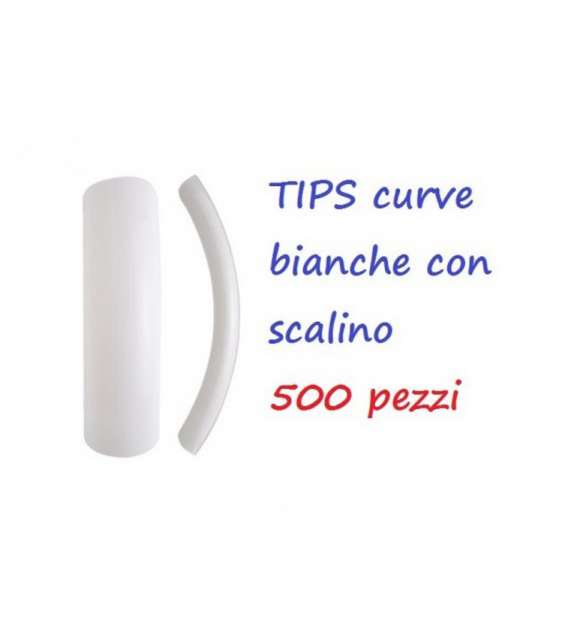 TIPS UNGHIE CON SCALINO  - CURVE - BIANCHE - Scegli il formato