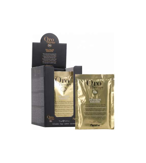 POLVERE DECOLORANTE blu DE-COLOR KERATIN ORO 24k THERAPY FANOLA- 1 bustina 75 gr