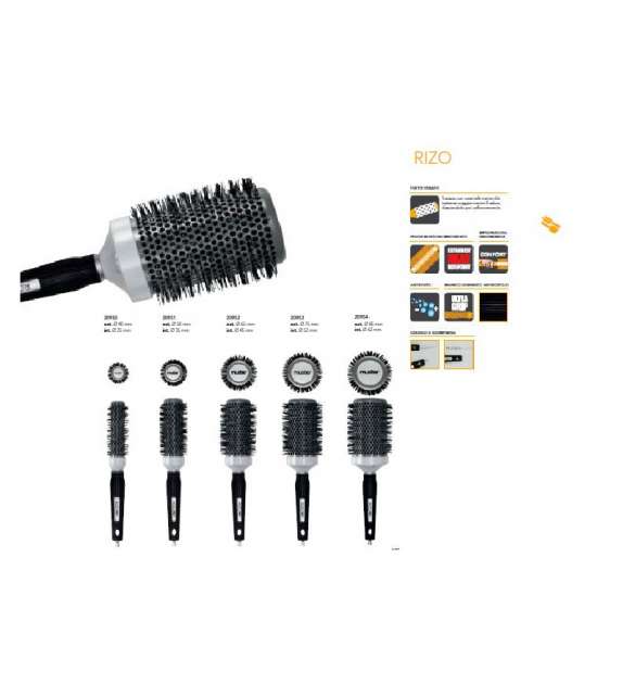 SPAZZOLA CAPELLI MANICO ANTISCIVOLO ANTISTATICA RIZO - SCEGLI DIAMETRO