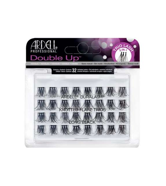 ARDELL Duralash Double Up Trio Lash TRIS CIGLIA fascia 3in1 CON NODO LUNGHE NERE