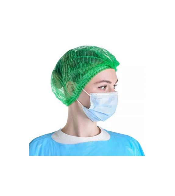 CUFFIA *** verde *** TNT TRASPIRANTE MONOUSO CON ELASTICO (100PZ)
