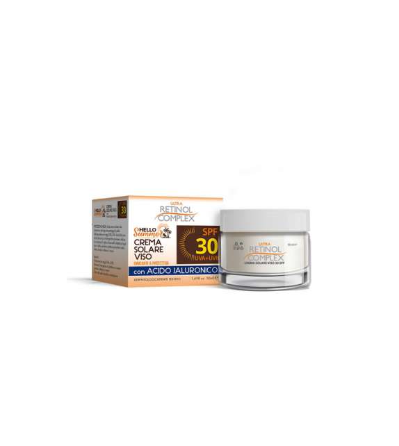 RETINOL SOLE - CREMA SOLARE VISO protezione SPF30 ACIDO JALURONICO - vaso  ml.50