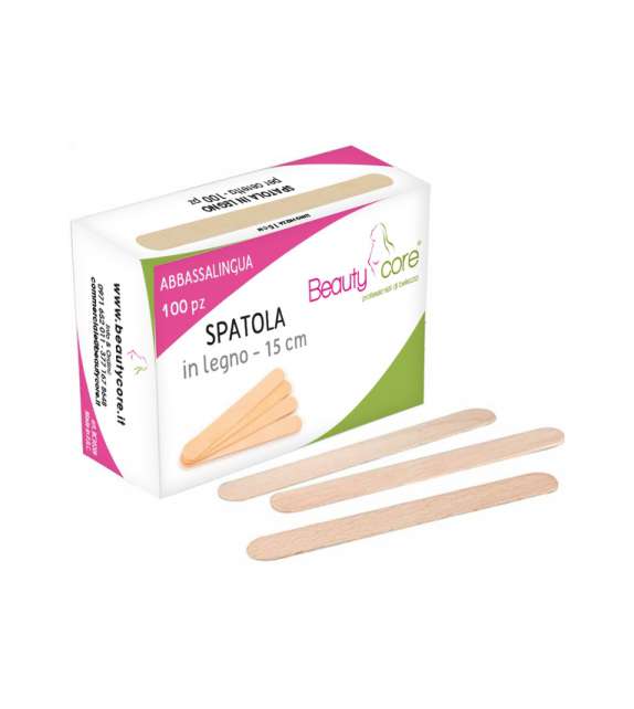SPATOLA STENDICERA IN LEGNO VISO CORPO CA. 15CM (100 SPATOLE) BEAUTYCORE