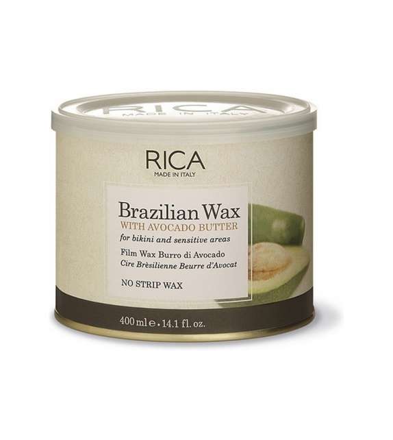 CERA RICA BRAZILIAN WAX al Burro di Avocado Senza Strisce BARATTOLO VASO 400ML