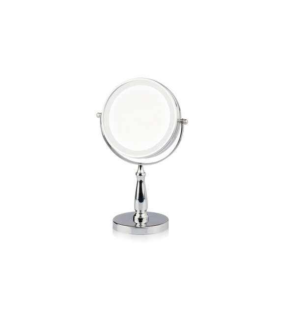 SPECCHIO IN METALLO CON ILLUMINAZIONE LED A BATTERIA