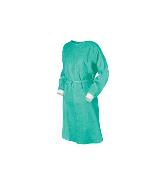 CAMICE VISITATORE MONOUSO 25gr/mq TNT di PP con elastici e cintura - VERDE/10 pz
