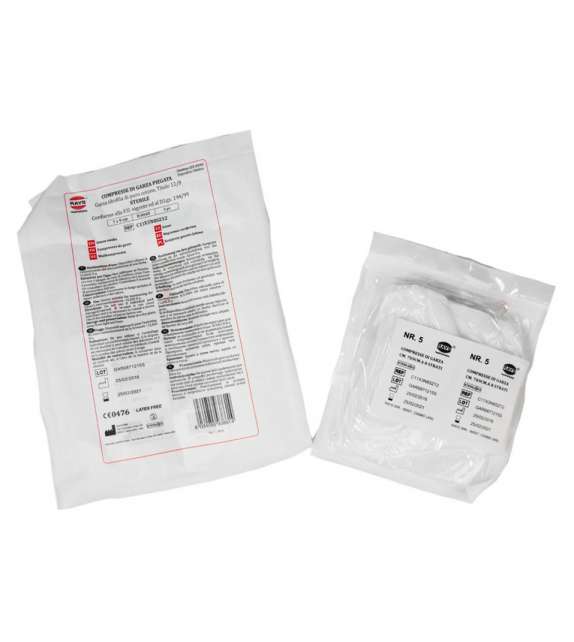 10 pz COMPRESSE GARZA PIEGATA Cotone Idrofilo 16 Strati - STERILE 10x10cm