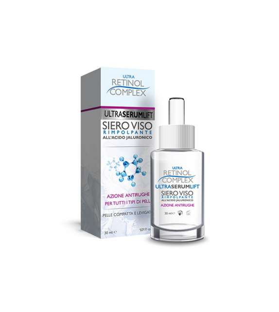 RETINOL Siero Viso con Acido Jaluronico  - Antirughe e Levigante  30ml